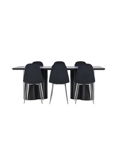 Matgrupp Olivia med Polar matstolar, 210 × 100 cm