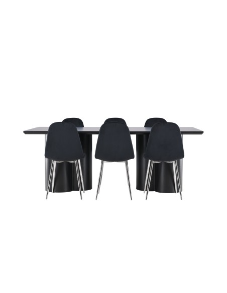 Matgrupp Olivia med Polar matstolar, 210 × 100 cm