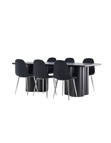 Matgrupp Olivia med Polar matstolar, 210 × 100 cm