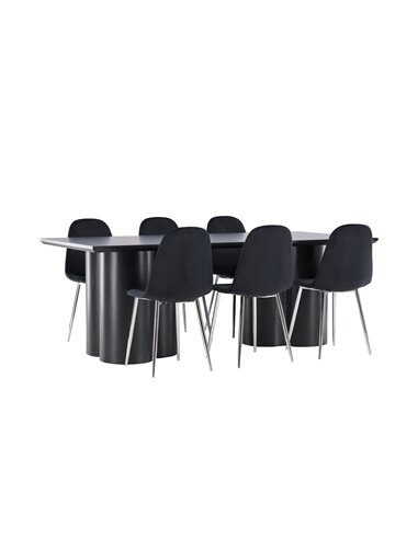 Matgrupp Olivia med Polar matstolar, 210 × 100 cm