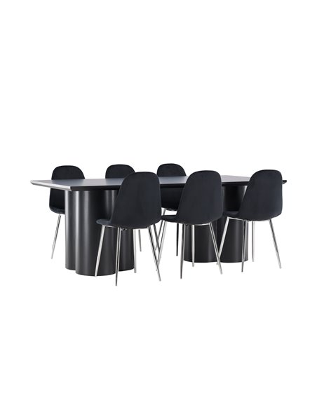 Matgrupp Olivia med Polar matstolar, 210 × 100 cm