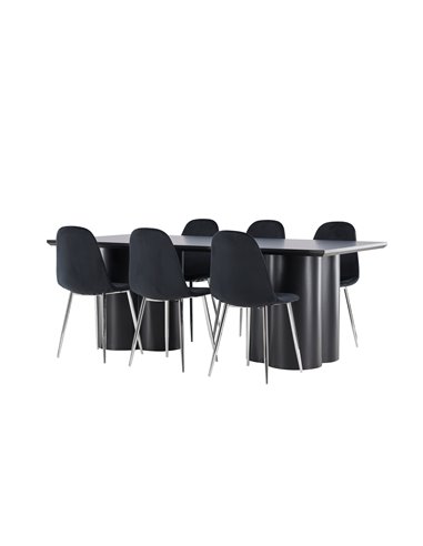 Matgrupp Olivia med Polar matstolar, 210 × 100 cm