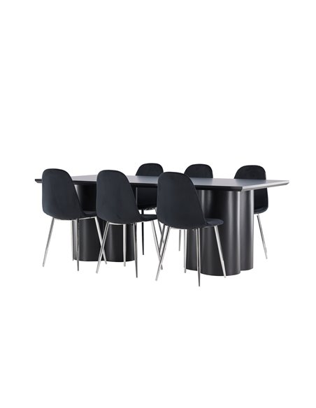 Matgrupp Olivia med Polar matstolar, 210 × 100 cm