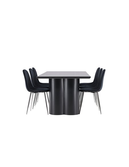 Matgrupp Olivia med Polar matstolar, 210 × 100 cm