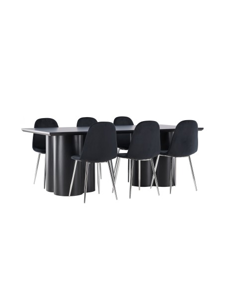 Matgrupp Olivia med Polar matstolar, 210 × 100 cm