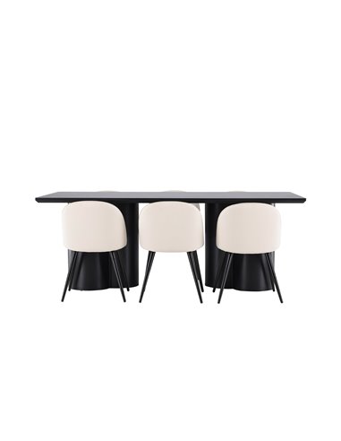 Matgrupp Olivia med Velvet matstolar, 210 × 100 cm