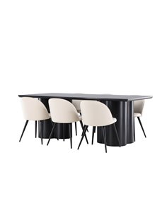 Matgrupp Olivia med Velvet matstolar, 210 × 100 cm 2