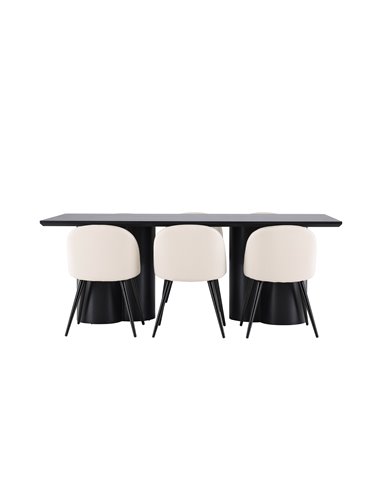 Matgrupp Olivia med Velvet matstolar, 210 × 100 cm
