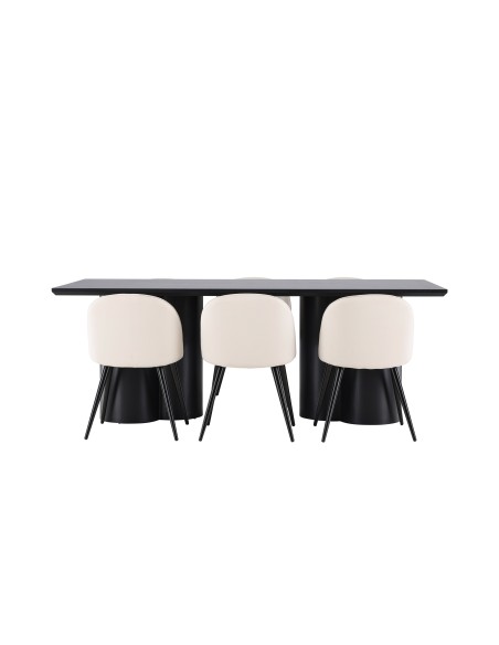 Matgrupp Olivia med Velvet matstolar, 210 × 100 cm