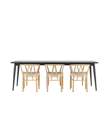 Matgrupp Ellis med Alfons matstolar, 230 × 85 cm