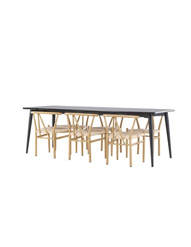 Matgrupp Ellis med Alfons matstolar, 230 × 85 cm