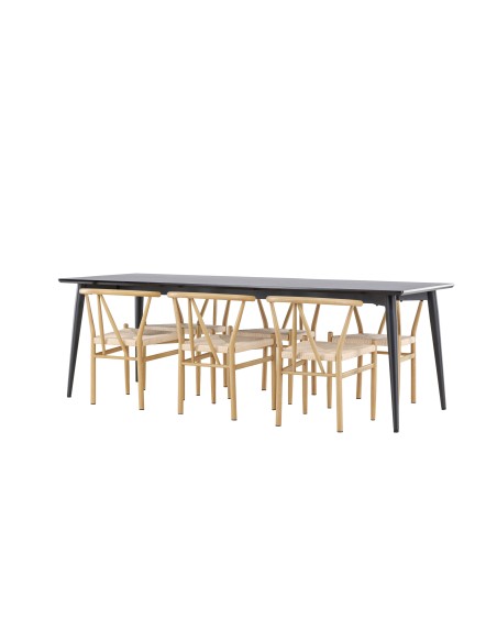 Matgrupp Ellis med Alfons matstolar, 230 × 85 cm