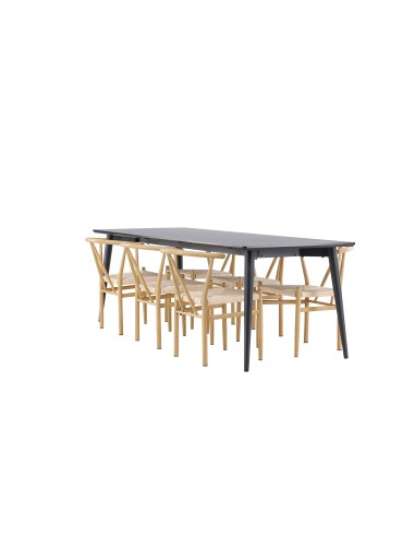 Matgrupp Ellis med Alfons matstolar, 230 × 85 cm