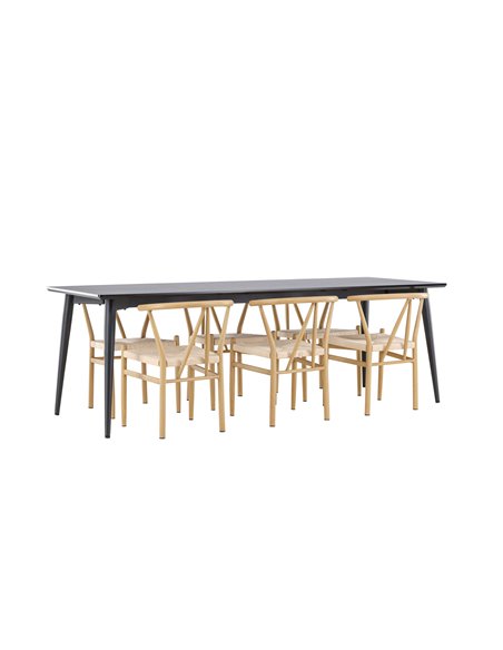 Matgrupp Ellis med Alfons matstolar, 230 × 85 cm
