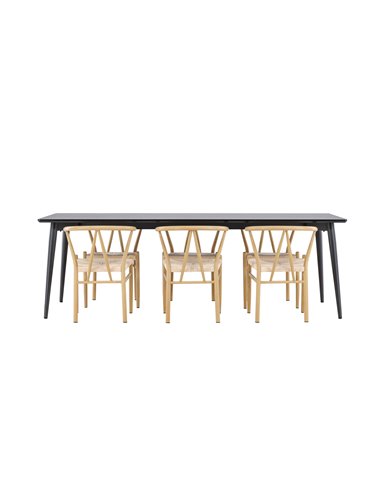 Matgrupp Ellis med Alfons matstolar, 230 × 85 cm