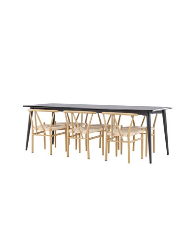 Matgrupp Ellis med Alfons matstolar, 230 × 85 cm