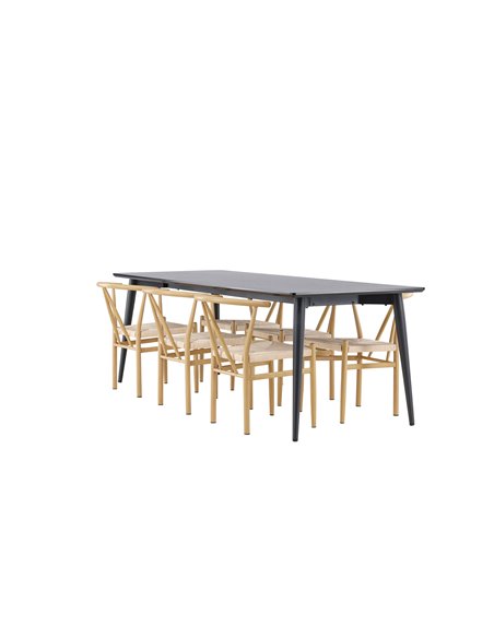 Matgrupp Ellis med Alfons matstolar, 230 × 85 cm