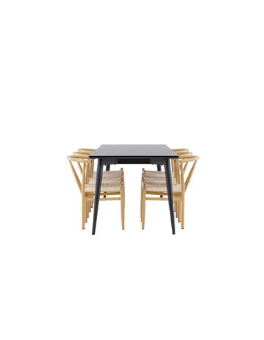 Matgrupp Ellis med Alfons matstolar, 230 × 85 cm