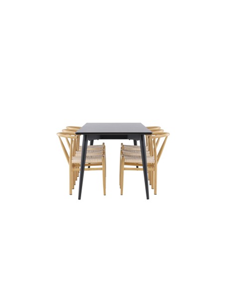 Matgrupp Ellis med Alfons matstolar, 230 × 85 cm
