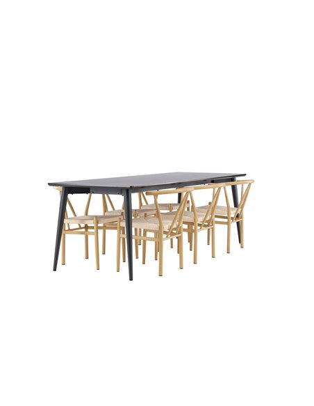 Matgrupp Ellis med Alfons matstolar, 230 × 85 cm
