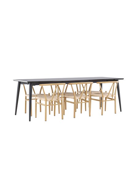 Matgrupp Ellis med Alfons matstolar, 230 × 85 cm