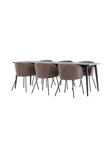 Matgrupp Ellis med Berit matstolar, 230 × 85 cm