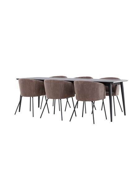 Matgrupp Ellis med Berit matstolar, 230 × 85 cm