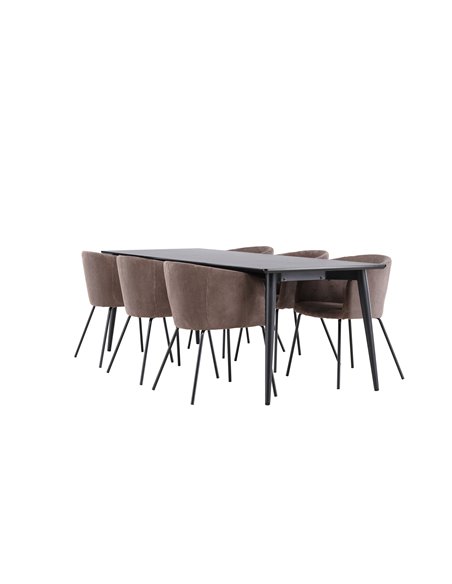 Matgrupp Ellis med Berit matstolar, 230 × 85 cm