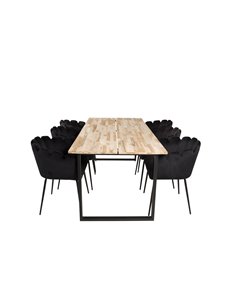 Matgrupp Cirebon med Limhamn matstolar, 200 × 90 cm