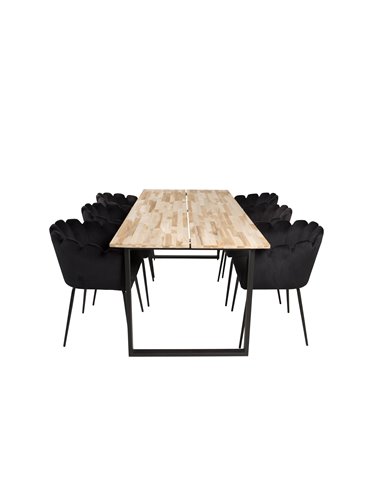 Matgrupp Cirebon med Limhamn matstolar, 200 × 90 cm