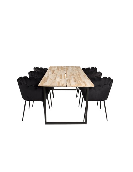 Matgrupp Cirebon med Limhamn matstolar, 200 × 90 cm
