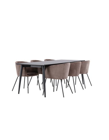 Matgrupp Ellis med Berit matstolar, 230 × 85 cm