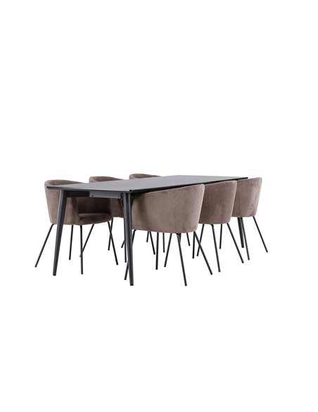 Matgrupp Ellis med Berit matstolar, 230 × 85 cm