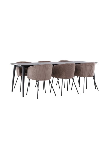 Matgrupp Ellis med Berit matstolar, 230 × 85 cm