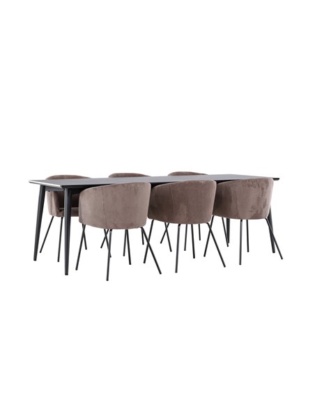 Matgrupp Ellis med Berit matstolar, 230 × 85 cm