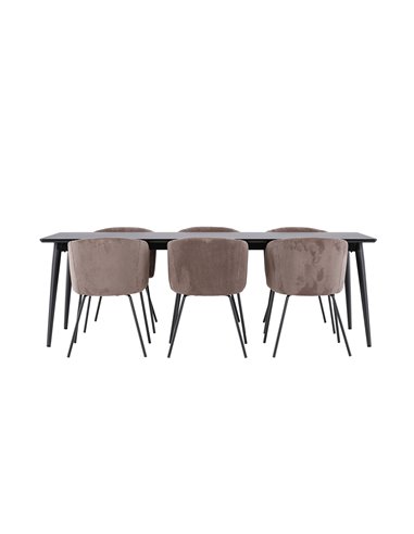 Matgrupp Ellis med Berit matstolar, 230 × 85 cm