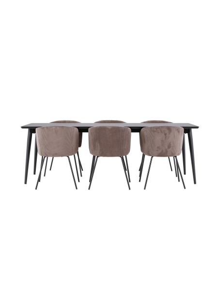 Matgrupp Ellis med Berit matstolar, 230 × 85 cm