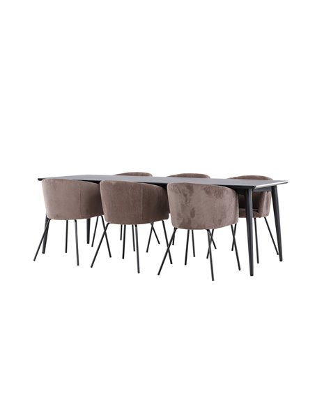 Matgrupp Ellis med Berit matstolar, 230 × 85 cm