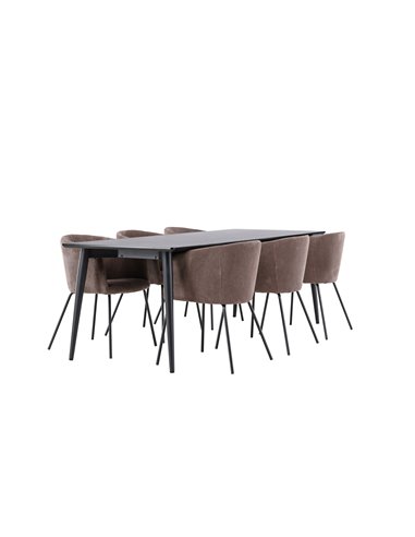 Matgrupp Ellis med Berit matstolar, 230 × 85 cm