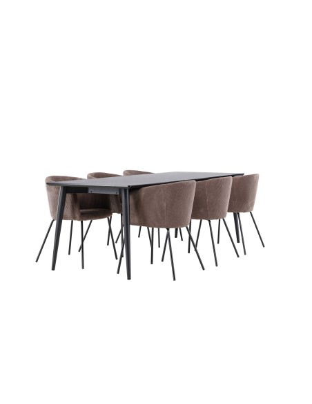 Matgrupp Ellis med Berit matstolar, 230 × 85 cm