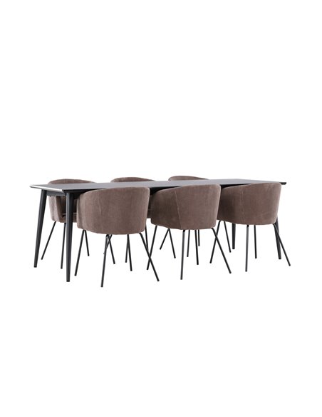 Matgrupp Ellis med Berit matstolar, 230 × 85 cm