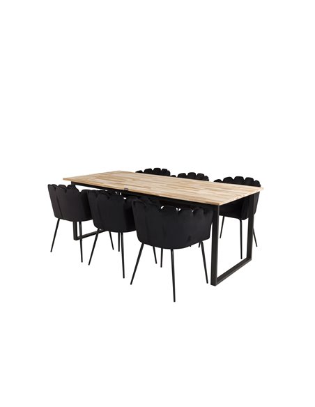 Matgrupp Cirebon med Limhamn matstolar, 200 × 90 cm