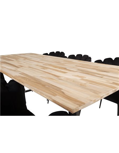 Matgrupp Cirebon med Limhamn matstolar, 200 × 90 cm
