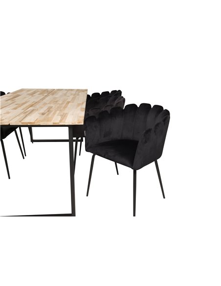 Matgrupp Cirebon med Limhamn matstolar, 200 × 90 cm