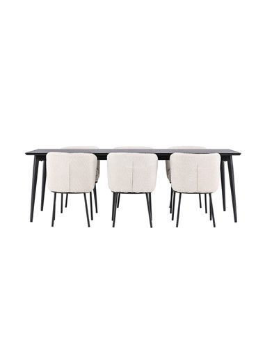 Matgrupp Ellis med Agnes matstolar, 230 × 85 cm