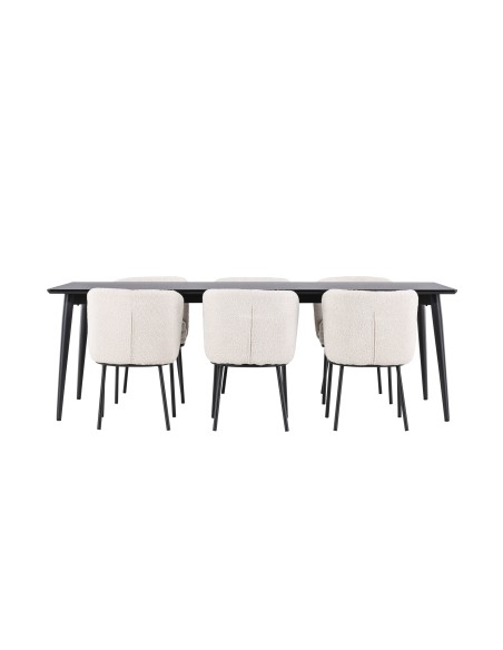 Matgrupp Ellis med Agnes matstolar, 230 × 85 cm