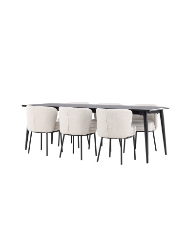 Matgrupp Ellis med Agnes matstolar, 230 × 85 cm