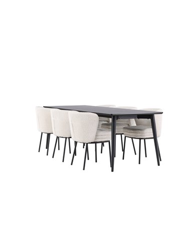 Matgrupp Ellis med Agnes matstolar, 230 × 85 cm