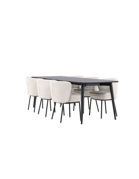 Matgrupp Ellis med Agnes matstolar, 230 × 85 cm