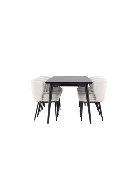 Matgrupp Ellis med Agnes matstolar, 230 × 85 cm